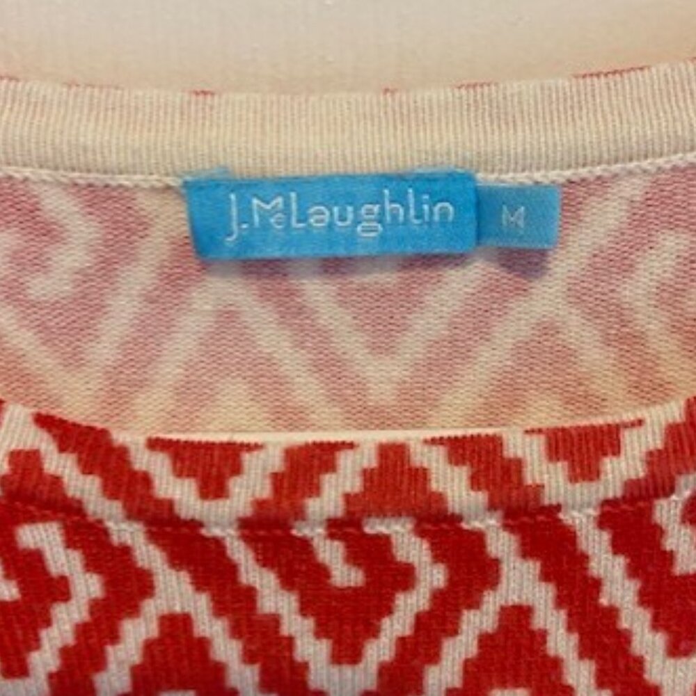 J. McLaughlin Red and White Geometric Print Pullover Top size M - Picture 4 of 4